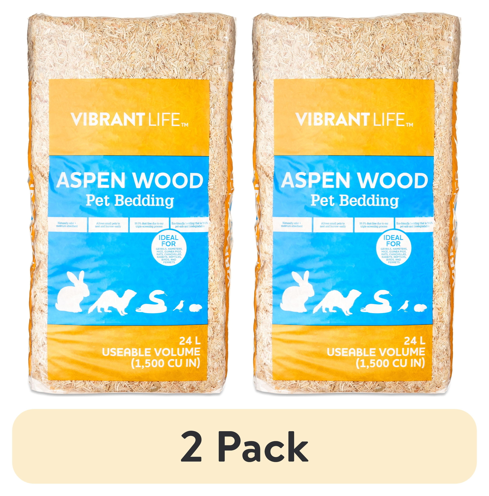 (2 pack) Vibrant Life Aspen Wood Pet Bedding, 24L