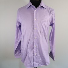 Pronto Uomo Shirt Mens 15.5 34/35 Non-Iron Pocket Button Up Purple Long Sleeve