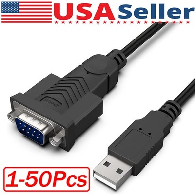 USB to RS232 Adapter with FTDI Chipset, 3ft USB 2.0 Male to RS232 Female DB9 Lot