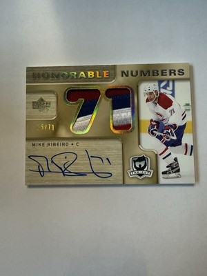 2005/06 UPPER DECK CUP HONORABLE NUMBERS HN-RI MIKE RIBEIRO AUTO 3 CLR PATCH /71