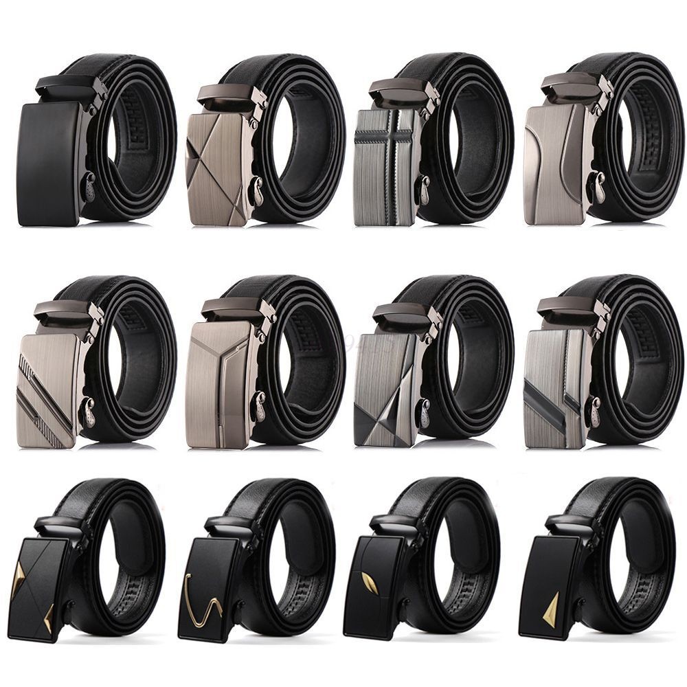 Luxury Leather Belts Automatic Buckle Men's Fashion Waistbelt Strap Ratchet