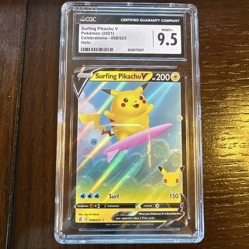Pokemon Celebrations Ultra Rare Surfing Pikachu V 008/025 CGC 10 (9.5) Gem Mint