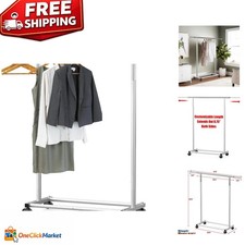 Stylish Rolling Clothing Rack - Adjustable Width from 30" to 47", Holds 100 lbs