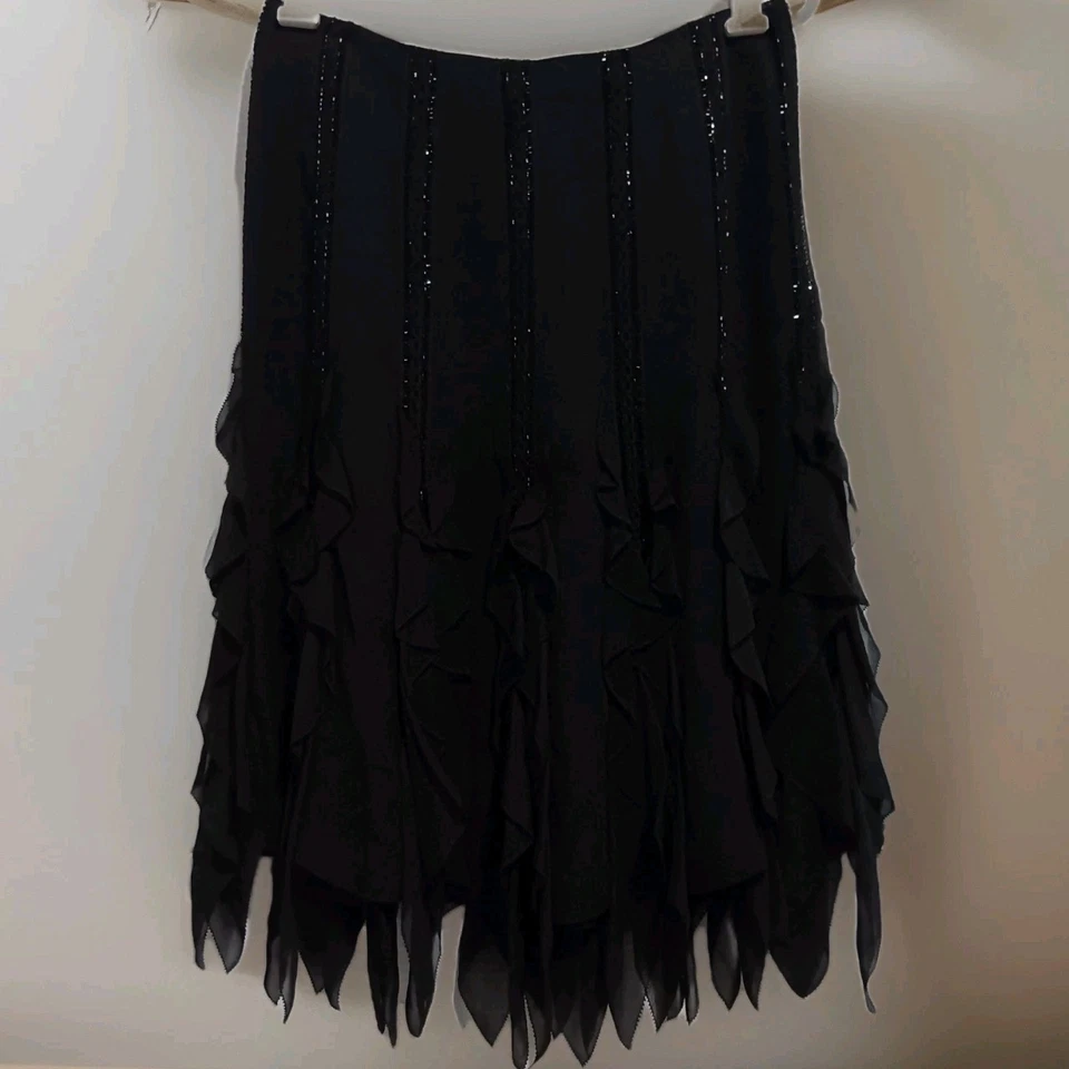 Falda midi de seda Carmen Marc talla 6 caprichosa hada oscura bruja grunge romántica Foto 2 de 4