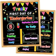 First Last Day Of School Chalkboard Sign Wooden Frame 11x14 Inch Prop