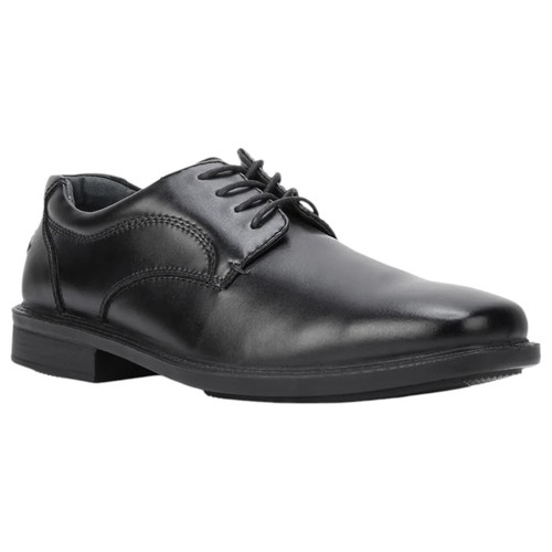 Mens Hush Puppies Heathcote Extra Wide Leather Work Black Lace Up Shoes - Picture 3 of 6