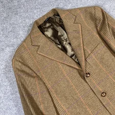 David Chu Blazer Mens 40S Brown Wool Tweed Plaid Morgan Sport Coat Made In Italy