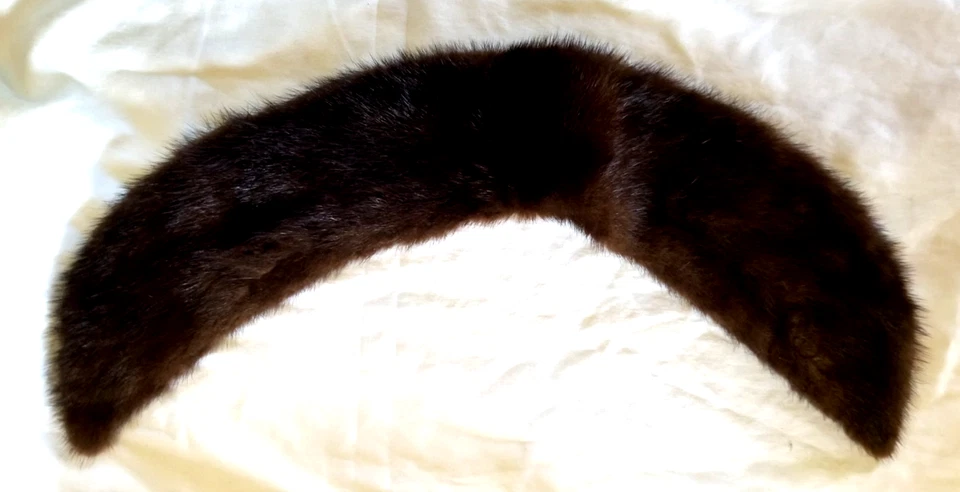 Винтажный норка на атласный воротник коричневый начале 1900-х вручную сшитый 20 x 4» официальный вечерняя одежда - Изображение 2 из 4