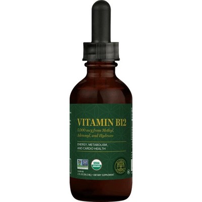 Global Healing Center  B12, 5000 mcg, 3-in-1 Organic Liquid Vitamin B12,  (2 Oz)