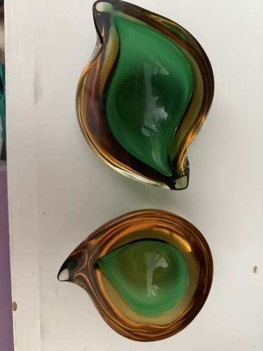 2x Murano Teardrop Aschenbecher Schale selten
