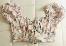 Altar D State Floral Cropped Top Corset Women s Size Large Spring Tie Back NWOT