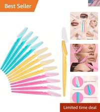 Stylish Facial Hair Removal Kit - 12 Stainless Steel Eyebrow Razors in 3 Colors