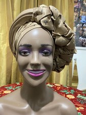 Elegant African Wedding Auto Gele Plated Ready to Wear Oke. 