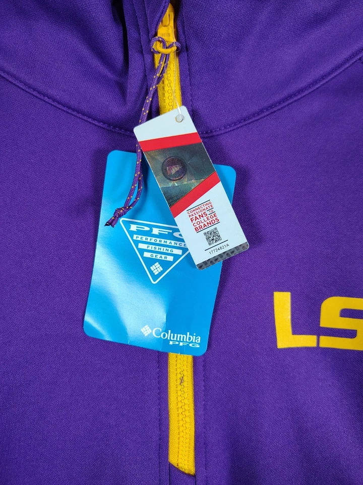 Sudadera LSU Tigers Columbia Golf Pullover 1/4 Cremallera Hombres XL PFG Performance Foto 2 de 4
