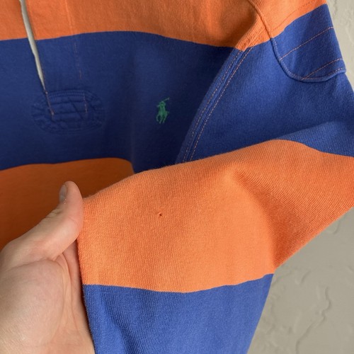 Vintage Polo Ralph Lauren Kanye Orange Royal Blue Striped Rugby Shirt Mens by Ralph Lauren, $89 - Photo 18