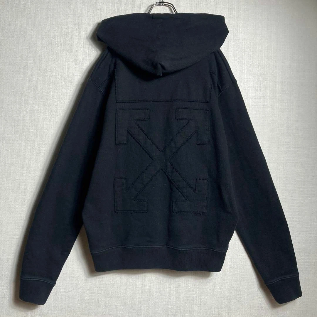 OFF WHITE Rara felpa con cappuccio pullover freccia incrociata bianca off taglia XL