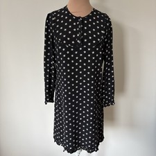 J. Crew Collection Black Silk Star Print Long Sleeve Ruffle Trim Shift Dress 4