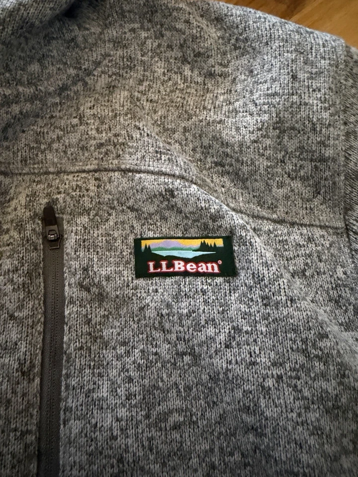 LL BEAN Sweater Fleece Full Zip Jacket Sweater Men's XL Reg Slightly Fitted Gray - Image 4 of 4