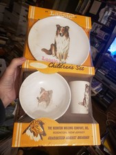 SEALED VINTAGE Lassie 1964 Children's Set Plate Bowl Tumbler 1960's TV Show 