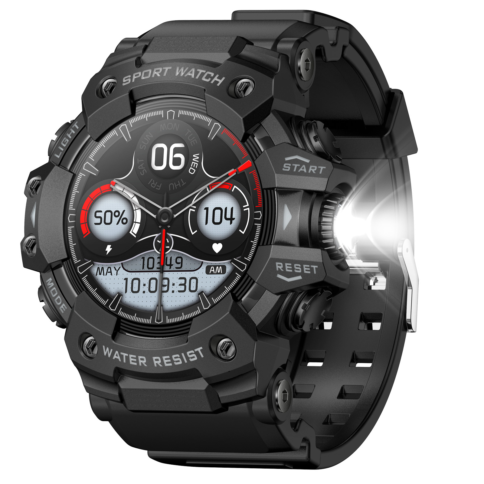 SmartWatch Uomo Sport Outdoor Cronometro SOS Smart Watch Torcia Smart Watch