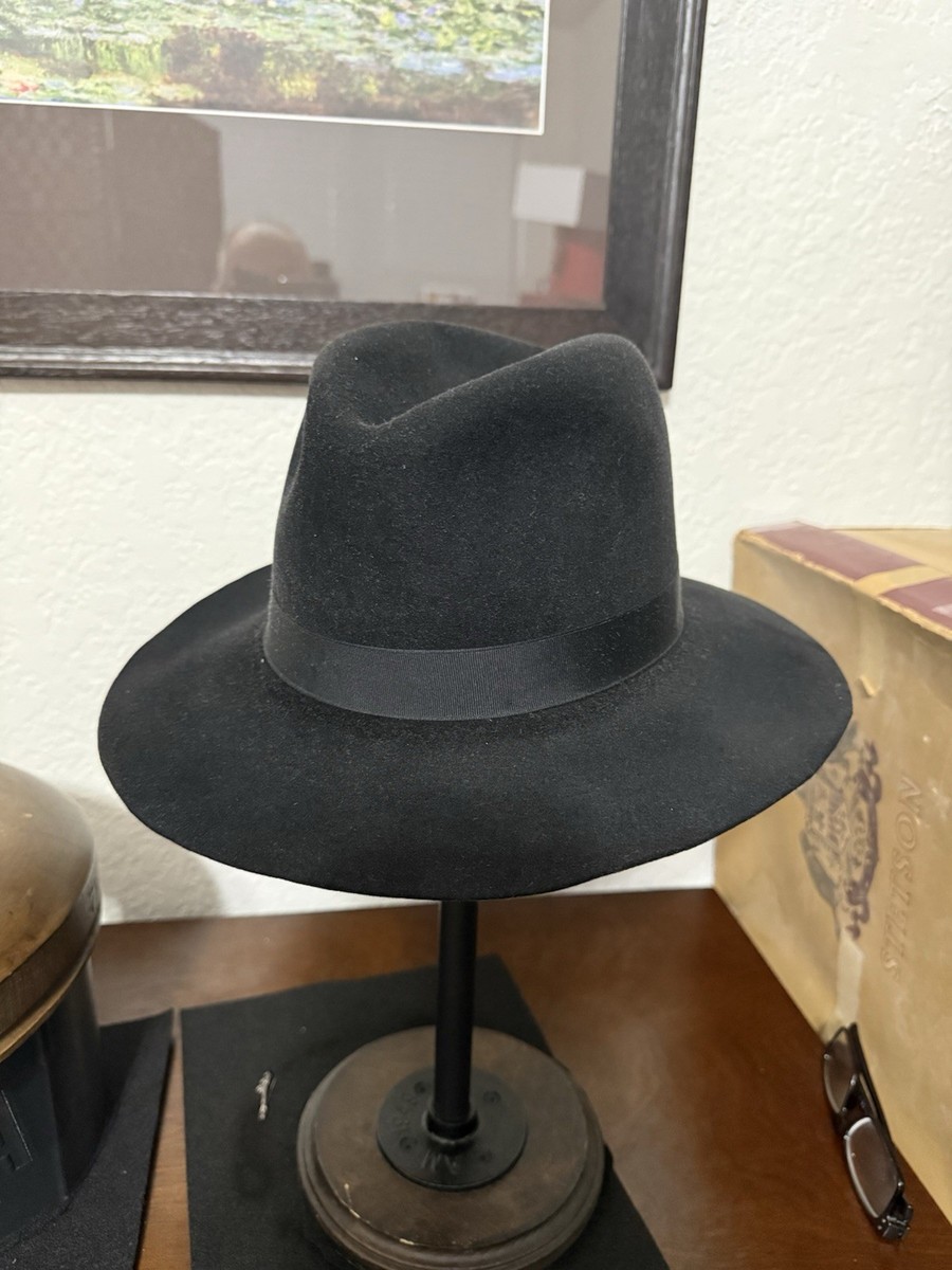 Borsalino Fur Felt Fedora, Black, Size 56 (7) | eBay display picture 1
