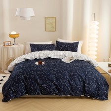 Duvet Cover King, 3 Pieces Natural Cotton 1 Duvet Cover 2