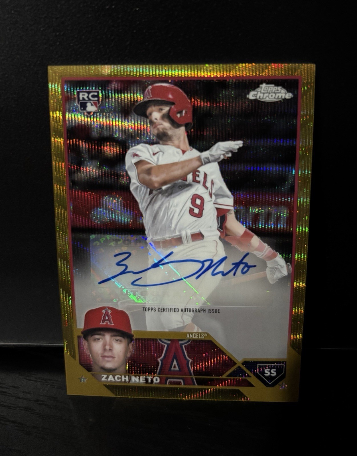 2023 Topps Chrome Update Zach Neto Gold Wave Refractor Auto #25/50