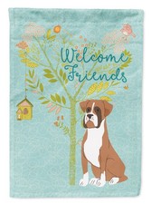 Caroline's Treasures Welcome Friends Flashy Fawn Boxer Garden Flag BB7582GF