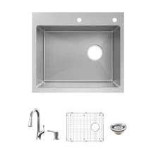 Glacier Bay Dolancourt Tight Radius 25in. Drop In Single Bowl Kitchen Sink Kit