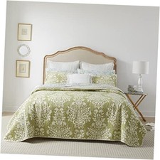 - Quilt Set, Reversible Cotton Bedding with Matching Shams, Home Queen Sage