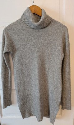 Max Studio Heathered Gray 2-Ply Cashmere Turtleneck Tunic Sweater Womens Sz MED