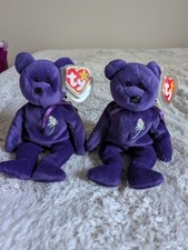 TWO 2 Ty Beanie Baby - PRINCESS Diana Bear 1997 RARE  RETIRED - MINT TAGS