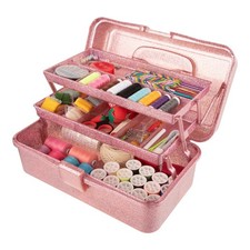 Pink Glitter 3-Layer Storage Box for Crafts, Cosmetics  Small Tools Girls