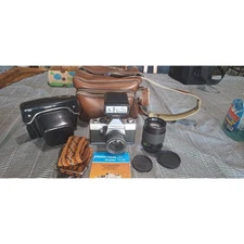 Praktica Super TL2 35mm SLR film camera w/ 50mm & 135mm lenses- tested working!