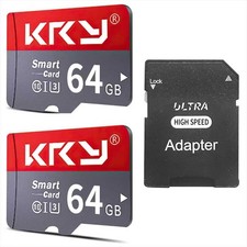 2Pack TF Card 64GB Memory Card with Adapter, High Speed TF Card 64GB, Class 10,