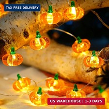 Pumpkin Lights String Battery Operated 10ft 30 LEDs Halloween Decorations
