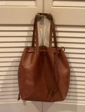Madewell Drawstring Transport Tote Bag Distressed British Tan Leather -  $178