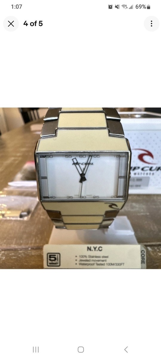 Rare Rip Curl NYC Core Surf Watch Stainless Steel Enamel N.Y.C