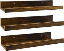 Floating Shelves for Wall Set of 3, 40cm Rustic Wall Mounted Ledge Shelf for Ba