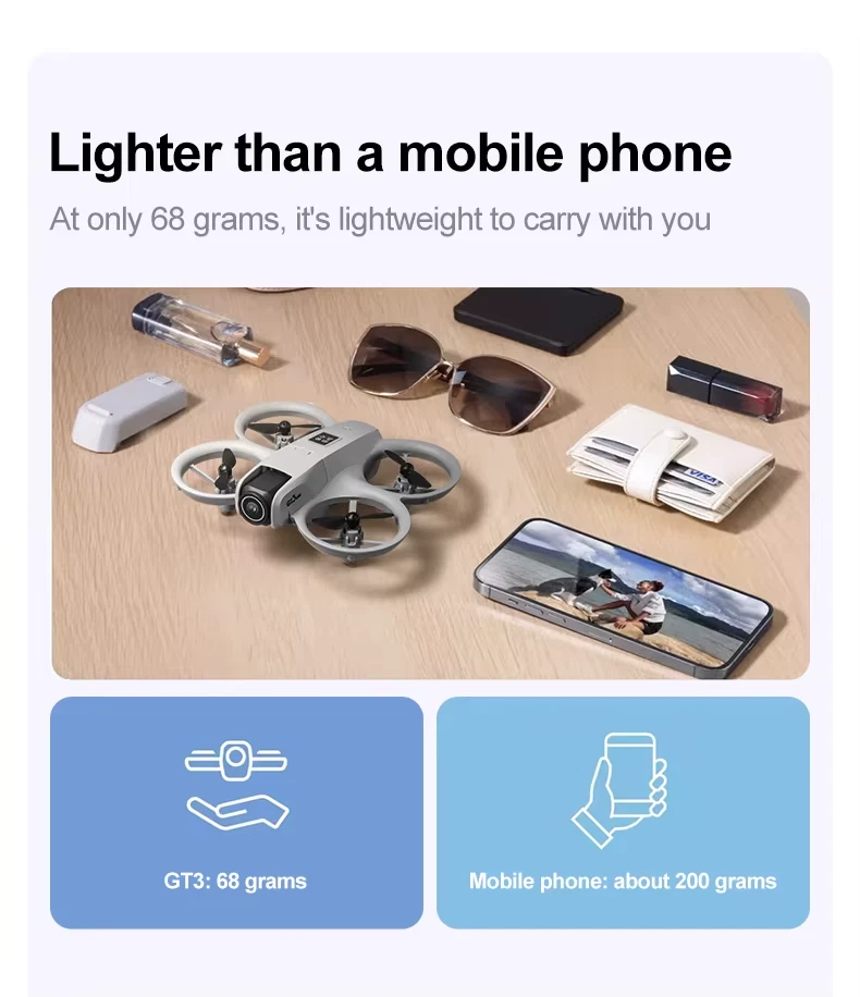 Mini Drone 8K HD Dual Camera GT3 GPS RC Foldable Quadcopter LED Brushless Motor. - Imagen 3 de 4