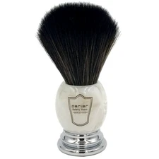 Parker Safety Razor Premium Black Synthetic Bristle Shave Brush - Marbled Handle