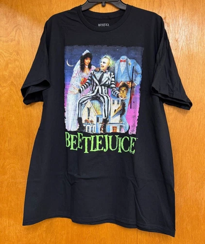 NEW Beetlejuice Movie Distressed Graphic Print Cotton T-Shirt Black Men’s XL NWT