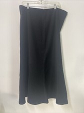 Vintage White Stag Sueded Skirt Stretch Long Womens Size 18 P Black Flare Bottom