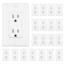 DEWENWILS 20-Pack Decorator Receptacle Outlet, Standard Wall Outlets, 15Amp/125V