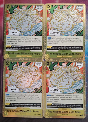 4x Two-Hundred Million Volts Amaru OP05-115 Rare ENGLISCH Playset NM One Piece
