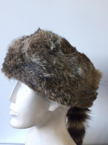 Rabbit Fur Trapper Hat Men Raccoon Tail 