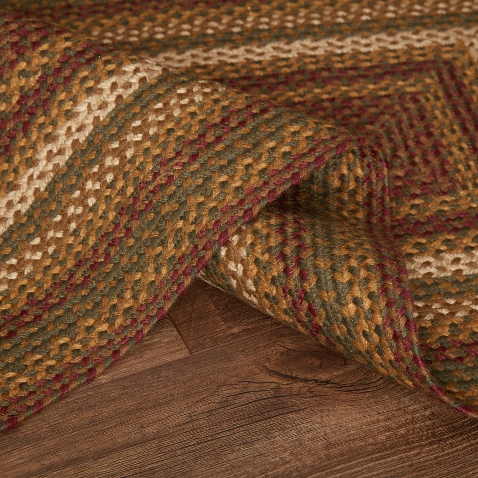 Alfombra rectangular trenzada con almohadilla antideslizante cabina de té verde y rojo 27" x 48" Foto 4 de 4