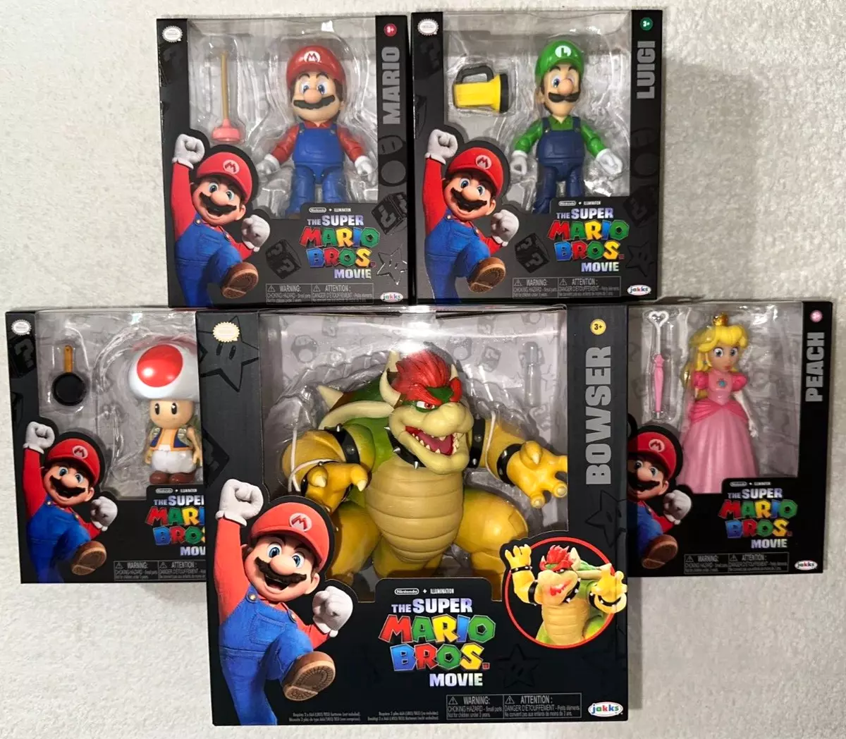 JAKKS The Super Mario Bros Movie Bowser Luigi Toad Princess Peach