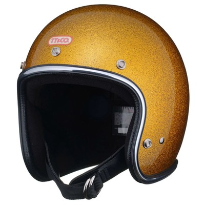 TT&CO USA DOT SUPER MAGNUM GINGIRA 70's CHROME TRIM ORANGE Open Face Helmet