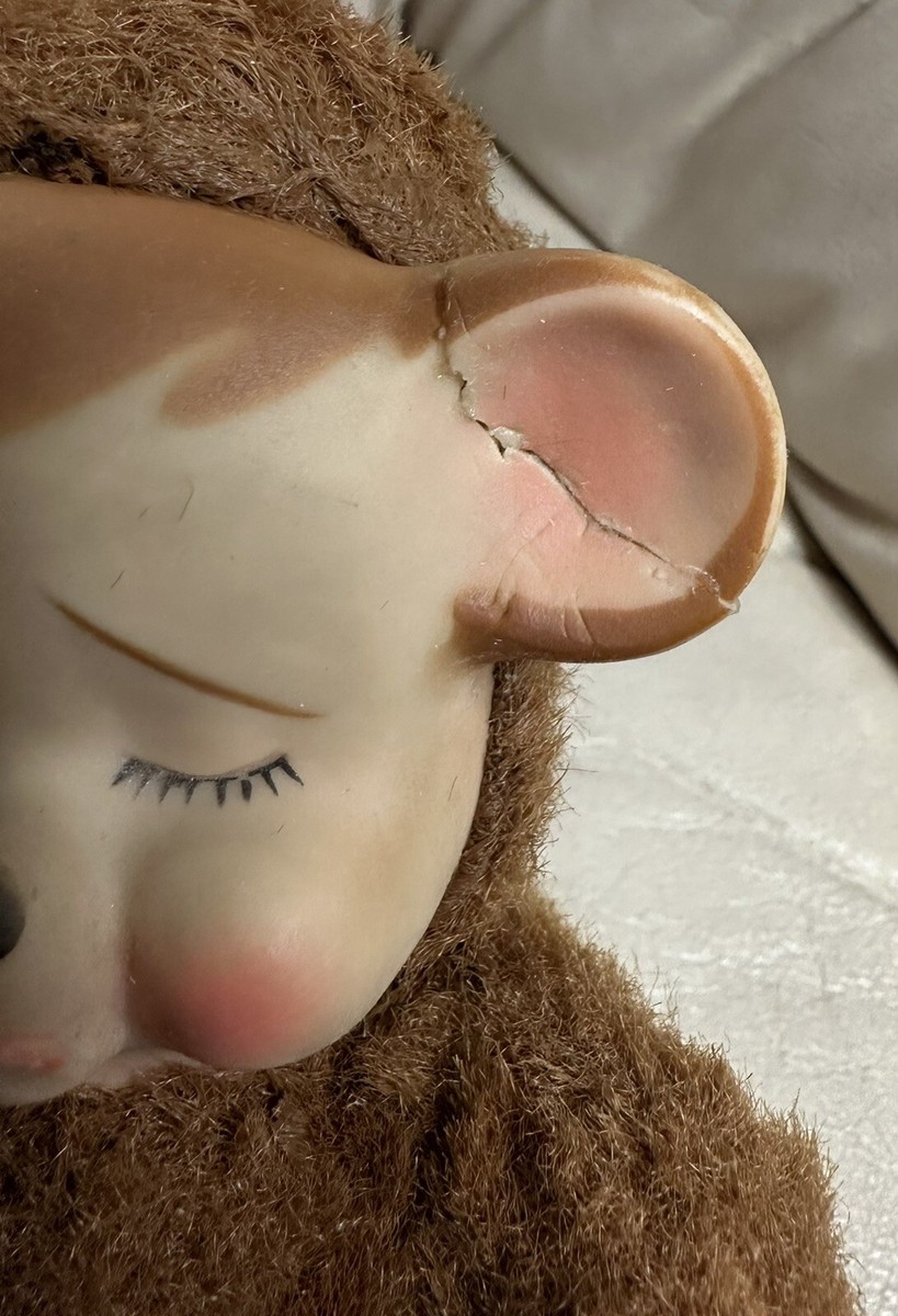 Knickerbocker 1950's VTG 7” Pouting Baby Bear Plush Vinyl Rubber